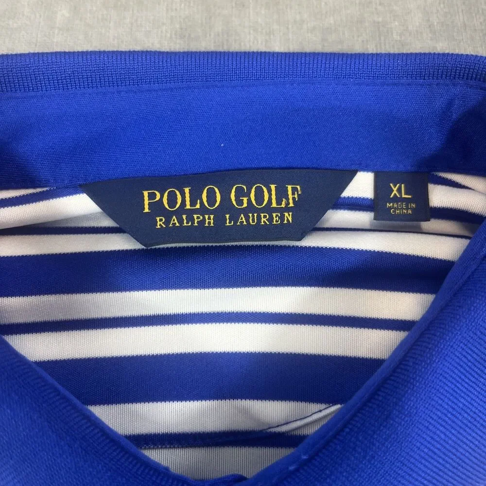 Polo‎ Golf Ralph Lauren Mens XL Blue Stripe Golf Polo Shirt